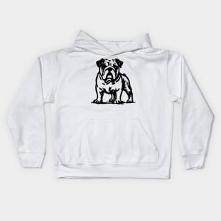 Stick figure bulldog in black ink Kids Hoodie